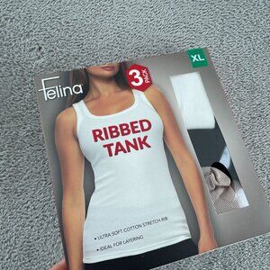 Felina Womens Ribbed Tank Tops 3-Pack XL Ultra Soft Cotton NWT 5345